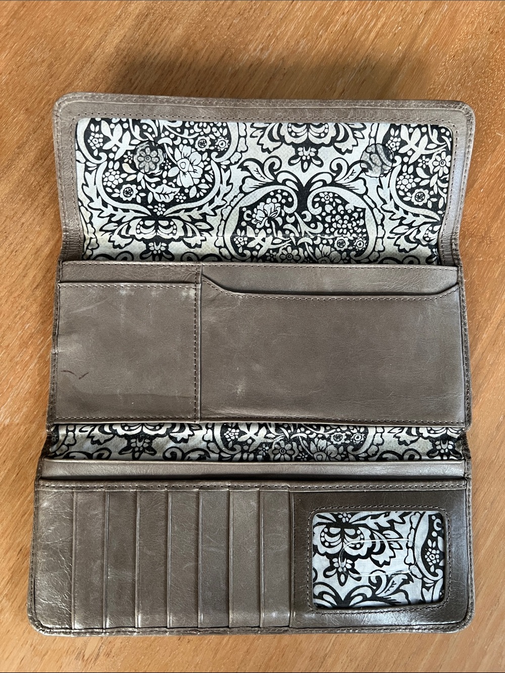 HOBO Metallic Gray Leather Continental Wallet - Picture 2 of 3